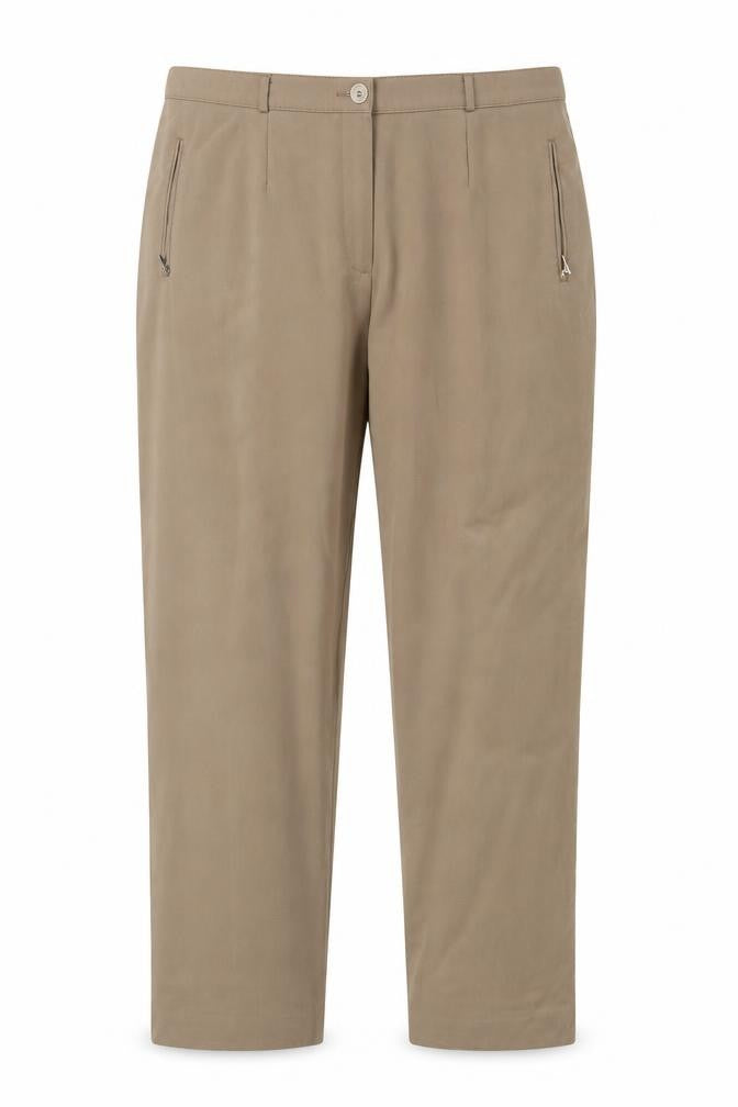 Front view of Robell women’s brown trousers, size UK 38, 26-inch leg