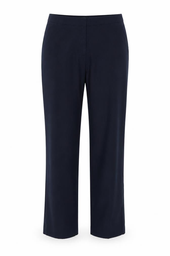 Front view of Papaya women’s blue trousers, size UK 10, 27-inch leg