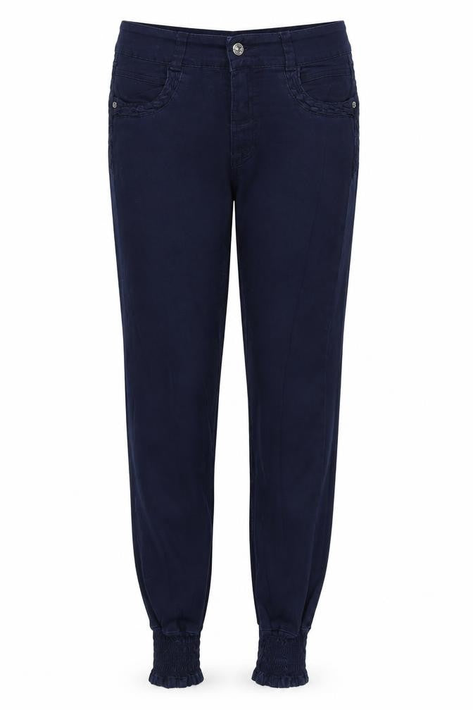 Front view of Vs. Miss women’s blue trousers, size UK 12, 30-inch leg