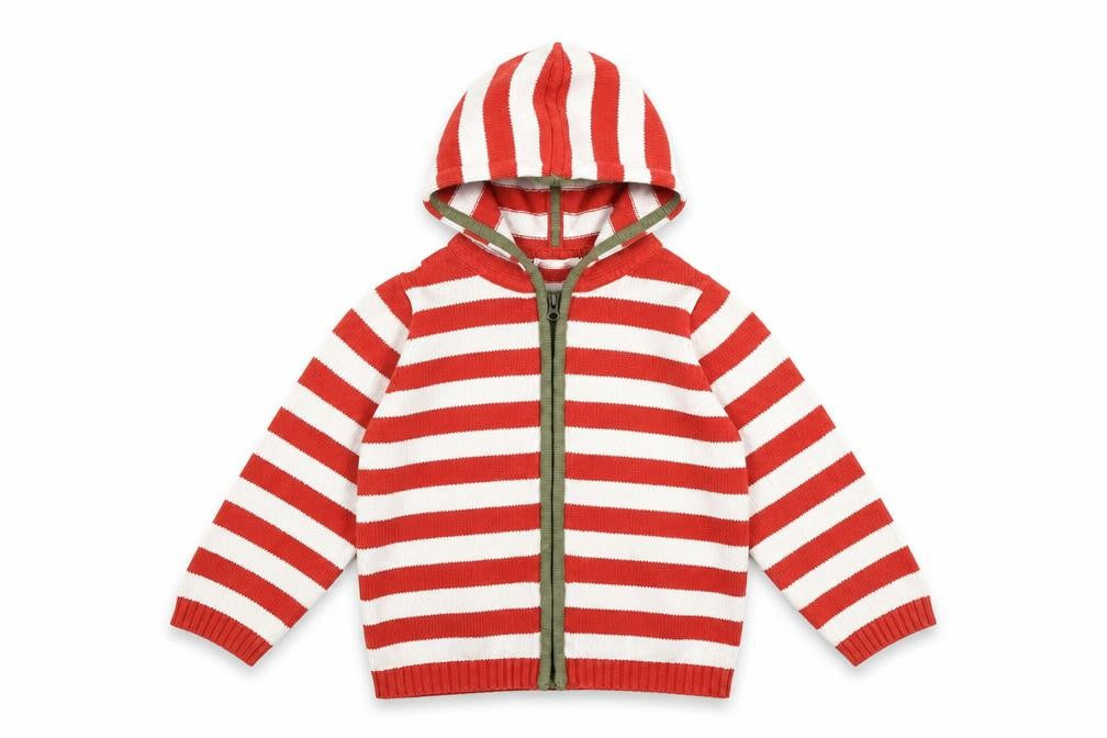 DP Girls Red Striped  Full Zip Hoodie Size 2 Years