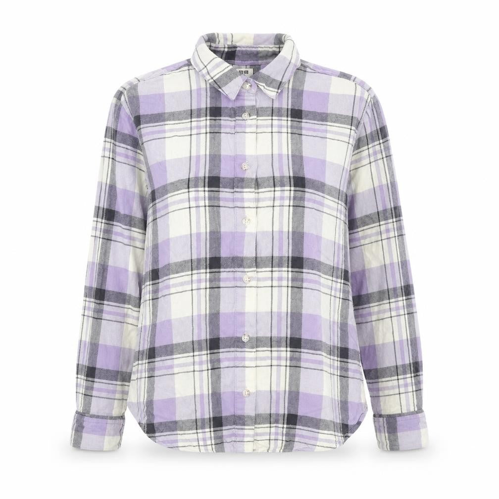 Uniqlo Womens Purple Plaid  Basic Button-Up Size 2XS