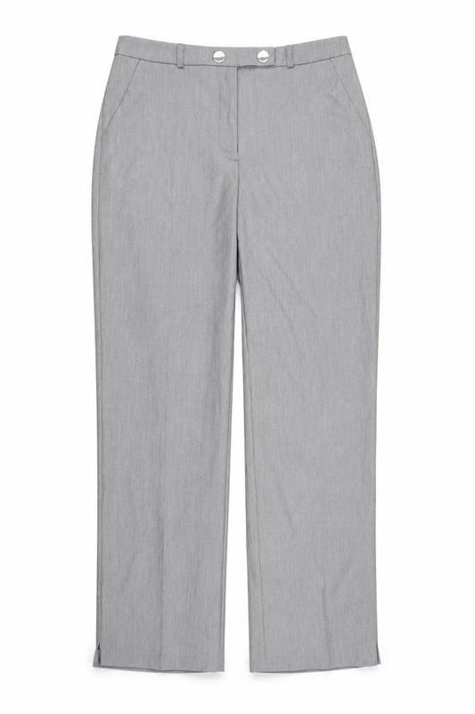 Front view of Tailored women’s grey trousers, size UK 10, 28-inch leg