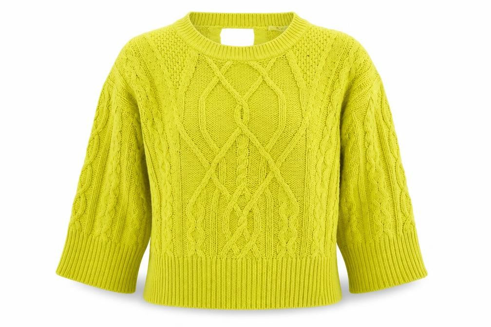Front view of Tu women’s yellow knit jumper, size UK 14