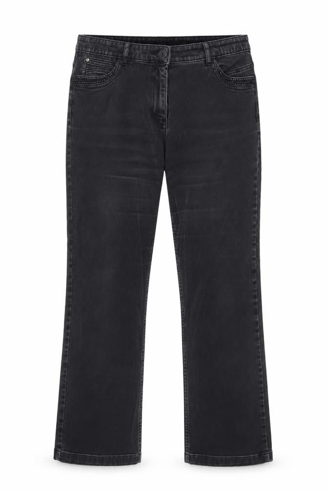 Front view of Marks & Spencer women’s black straight jeans, size UK 36, 28-inch leg