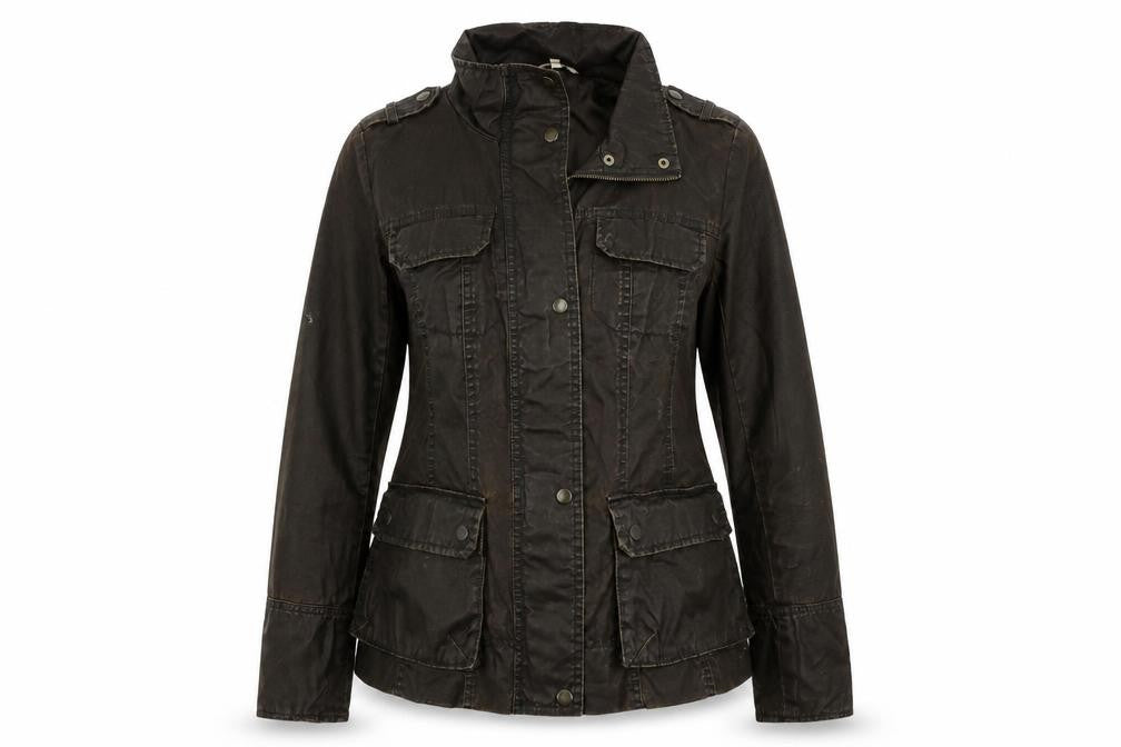 Front view of Marks & Spencer women’s brown jacket coat, size UK 8