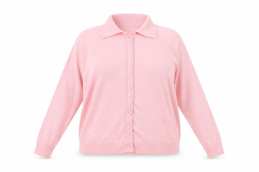 Front view of Preworn women’s pink basic button-up, size UK 18