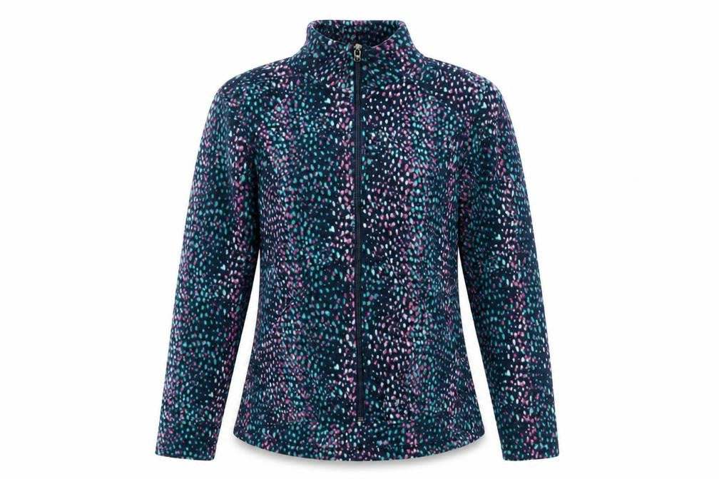 Front view of Marks & Spencer women’s multicoloured polka dot jacket, size UK 12