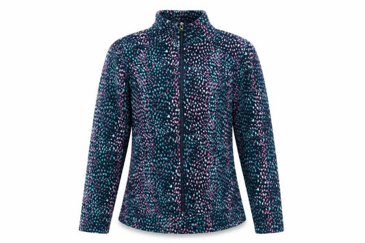 Front view of Marks & Spencer women’s multicoloured polka dot jacket, size UK 12