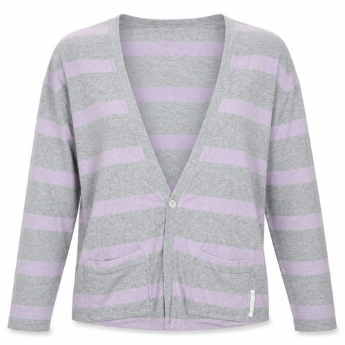 Full Circle Womens Grey Striped  Cardigan Jumper Size XL