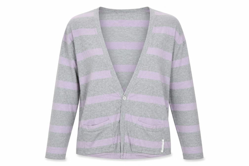 Full Circle Womens Grey Striped  Cardigan Jumper Size XL