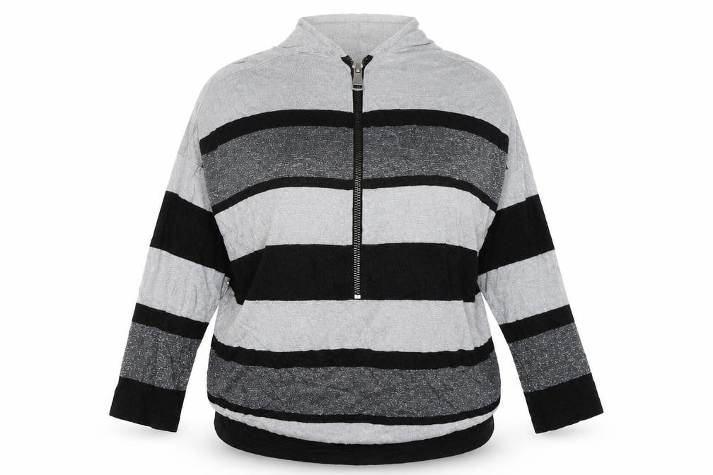 Front view of Blue Vanilla women’s silver striped jumper, size M