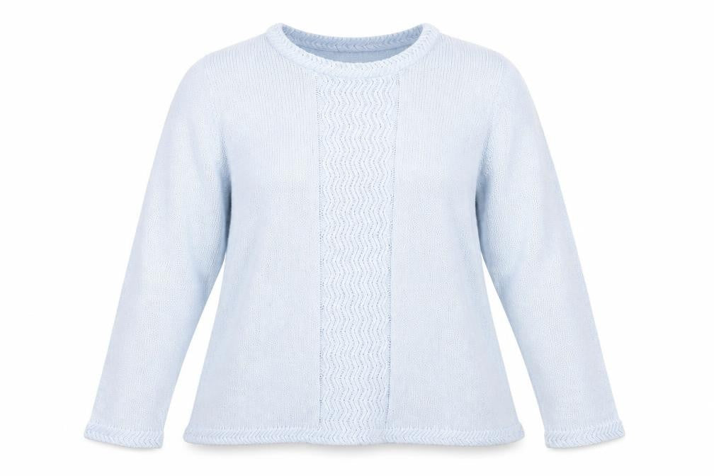 Front view of Bonmarché women’s blue jumper, size XL