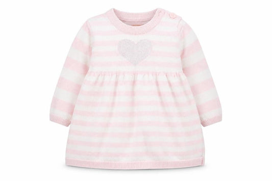 Front view of Debenhams girls’ pink striped a-line, size 0-3, months