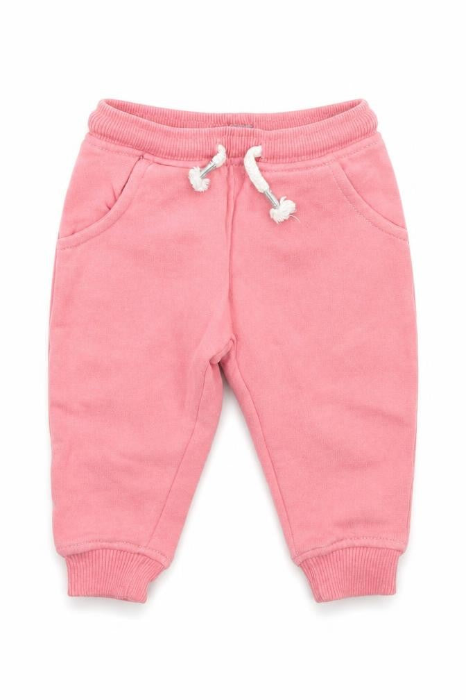 Front view of Next girls’ pink sweatpants, size 6-9, months