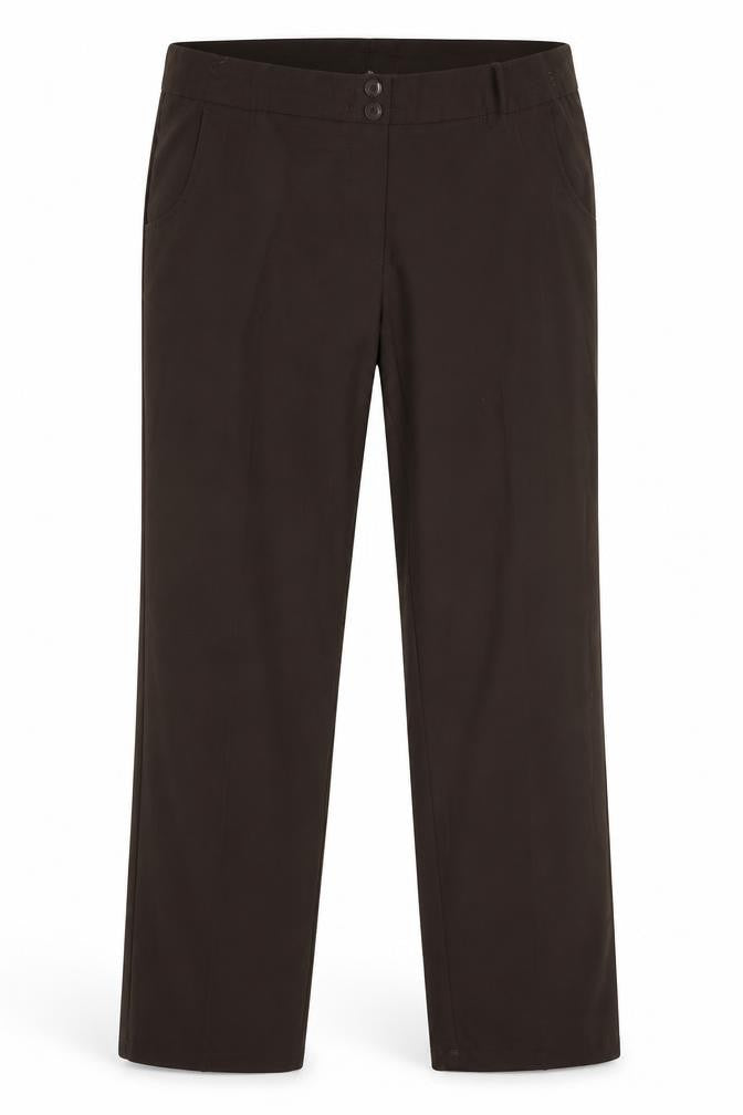 Front view of Vilona women’s brown trousers, size UK 12, 28-inch leg