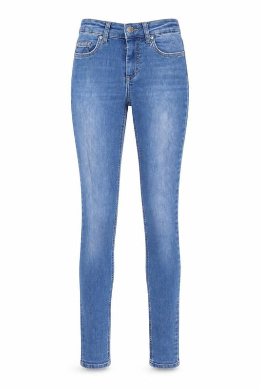 Front view of Only women’s blue denim skinny jeans, size UK 4, 34-inch leg