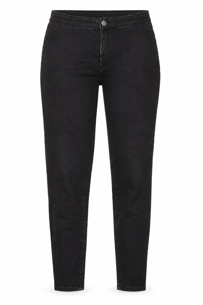 Front view of Primark women’s black denim straight jeans, size UK 10, 28-inch leg