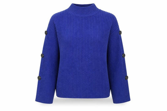 Front view of Primark women’s blue jumper, size UK 4