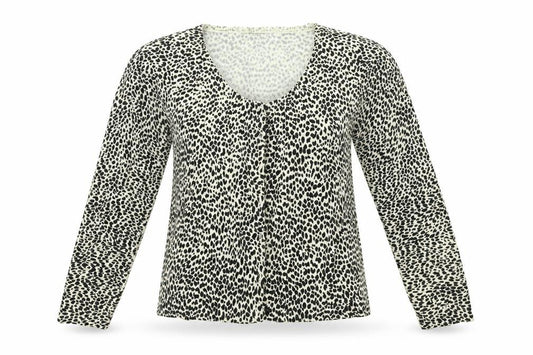 Front view of George women’s multicoloured animal print cardigan jumper, size UK 12
