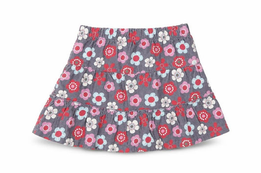 Front view of Cherokee girls’ grey floral flare skirt, size 2-3, years