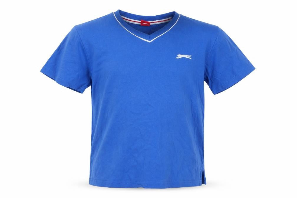 Front view of Slazenger boys’ blue basic t-shirt, size 7-8, years
