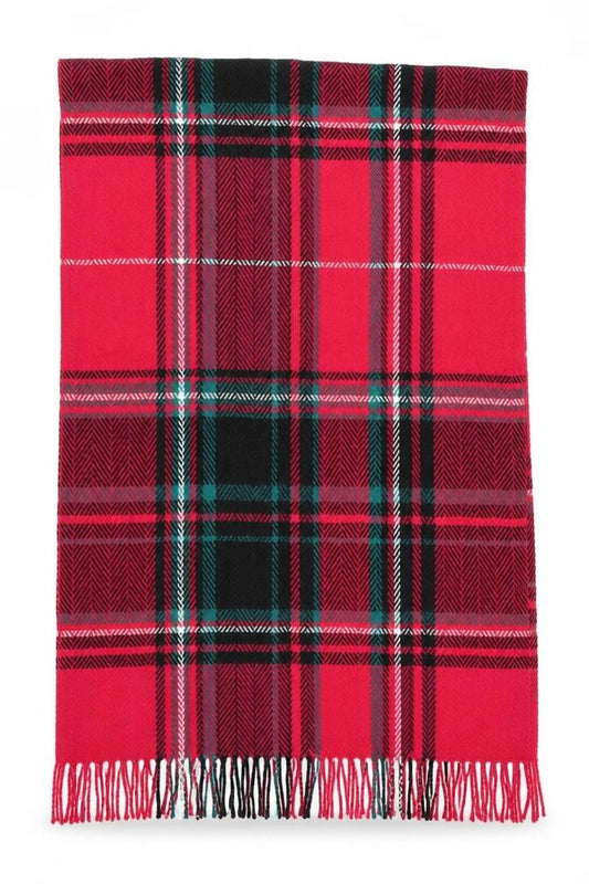 Front view of Papaya Red Check Shawl/Wrap