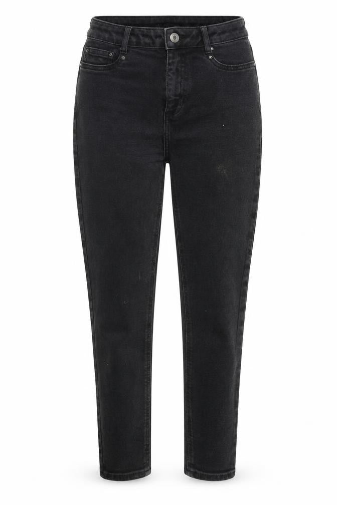 Front view of Disco women’s black straight jeans, size UK 8, 26-inch leg