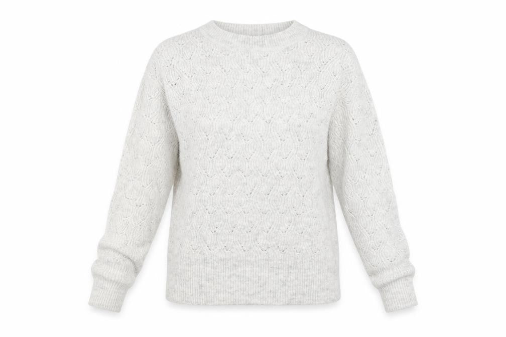 Front view of Dorothy Perkins women’s grey argyle/diamond jumper, size UK 8