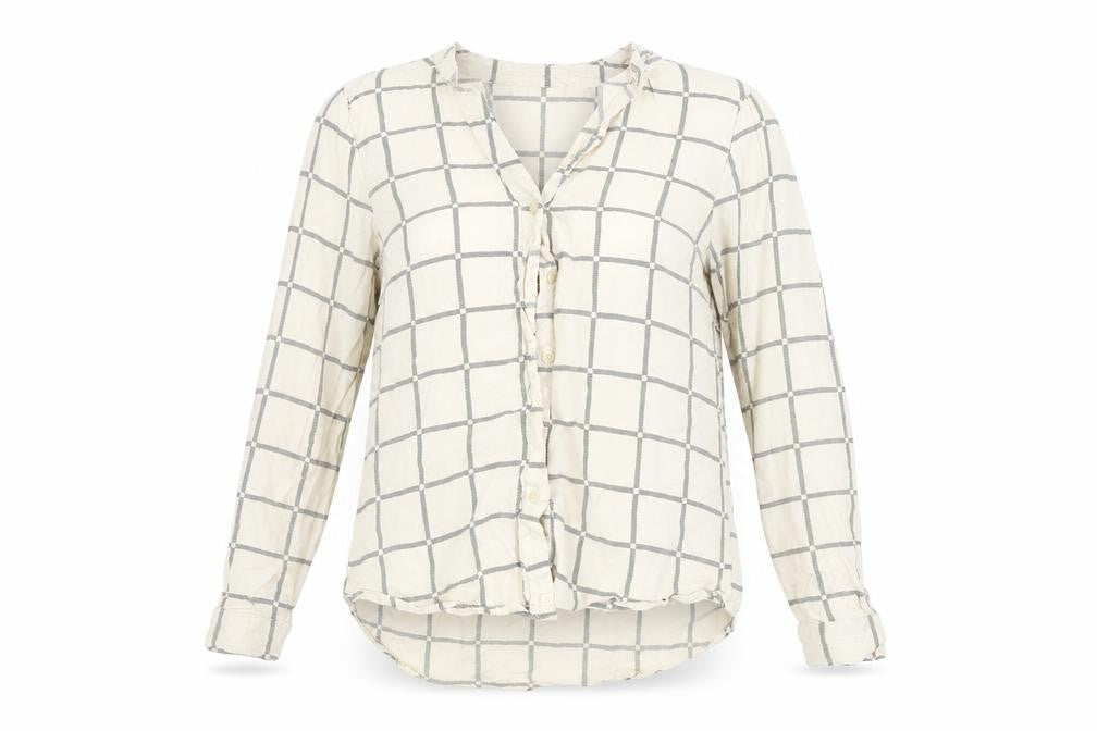 Primark Womens Beige Check  Basic Button-Up Size 8
