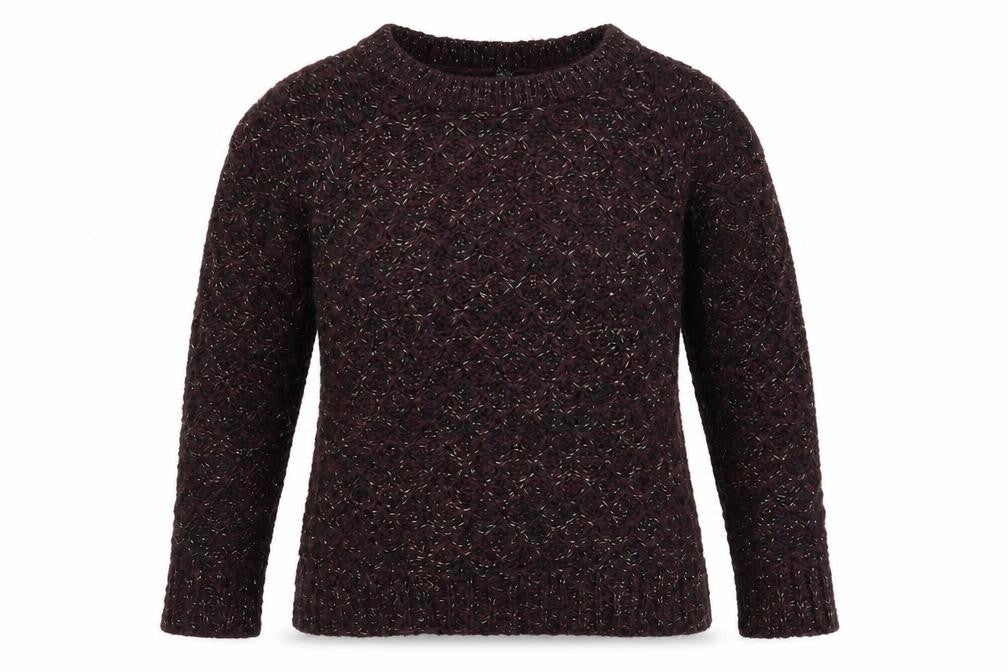 Front view of Atmosphere women’s purple argyle/diamond jumper, size UK 14