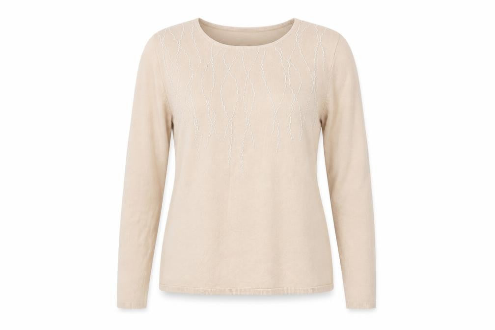 Front view of Frank Saul Beige jumper, size S