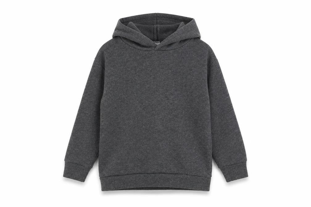 Front view of Preworn boys’ grey pullover hoodie, size 9-10, years