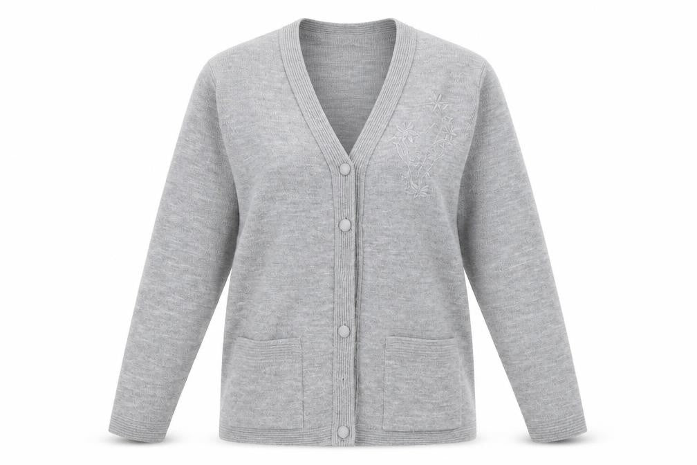 Care Womens Grey  Knit Cardigan Jumper Size L