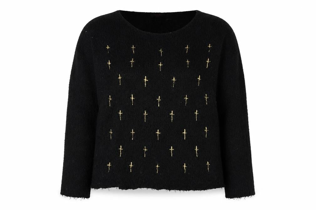 Front view of Simply Be women’s black knit jumper, size UK 14