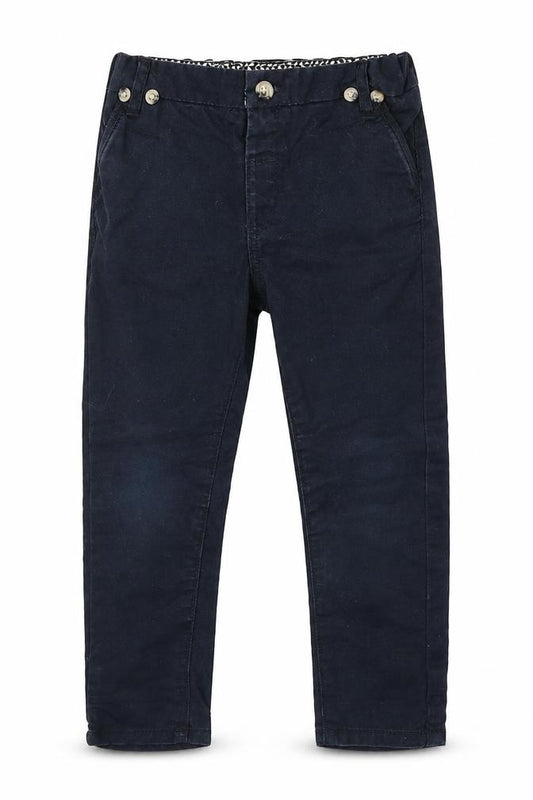 Front view of Matalan girls’ blue chino trousers, size 2-3, years