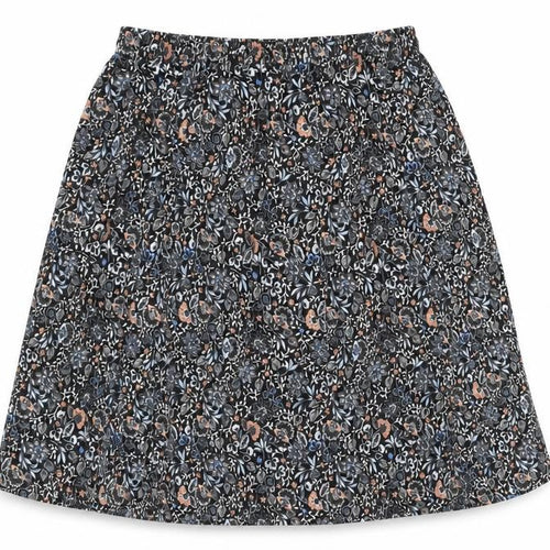 Preworn Womens Black Floral  A-Line Skirt One Size