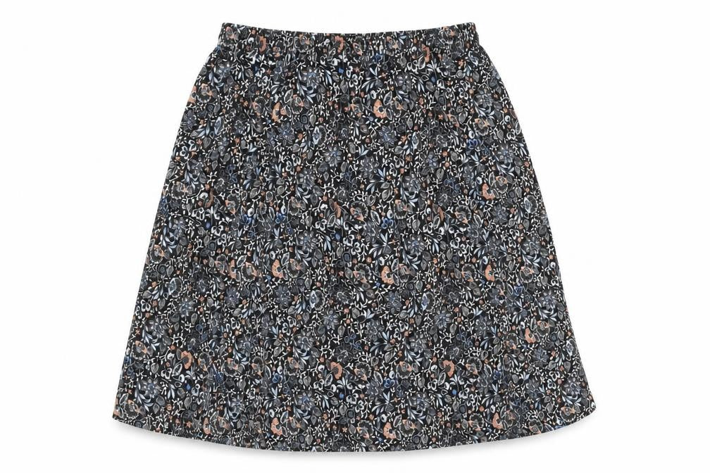 Preworn Womens Black Floral  A-Line Skirt One Size