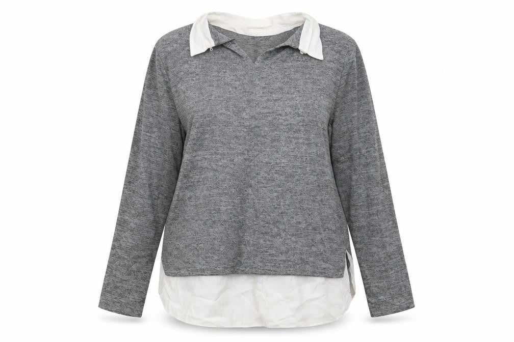 Front view of Primark women’s grey pullover sweatshirt, size UK 14