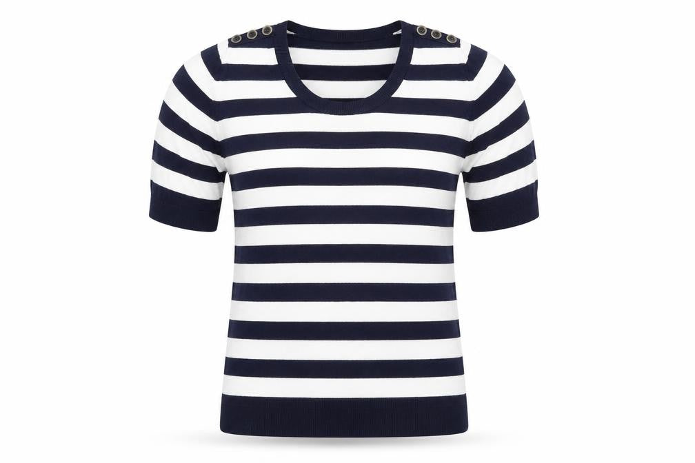Front view of Planet women’s multicoloured striped pullover sweatshirt, size XS