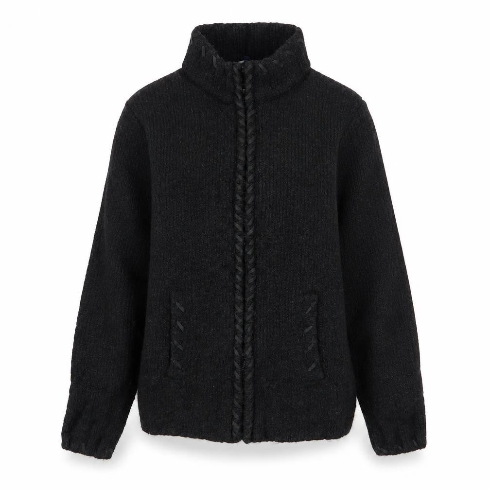 Front view of Debenhams women’s black full zip jumper, size UK 12