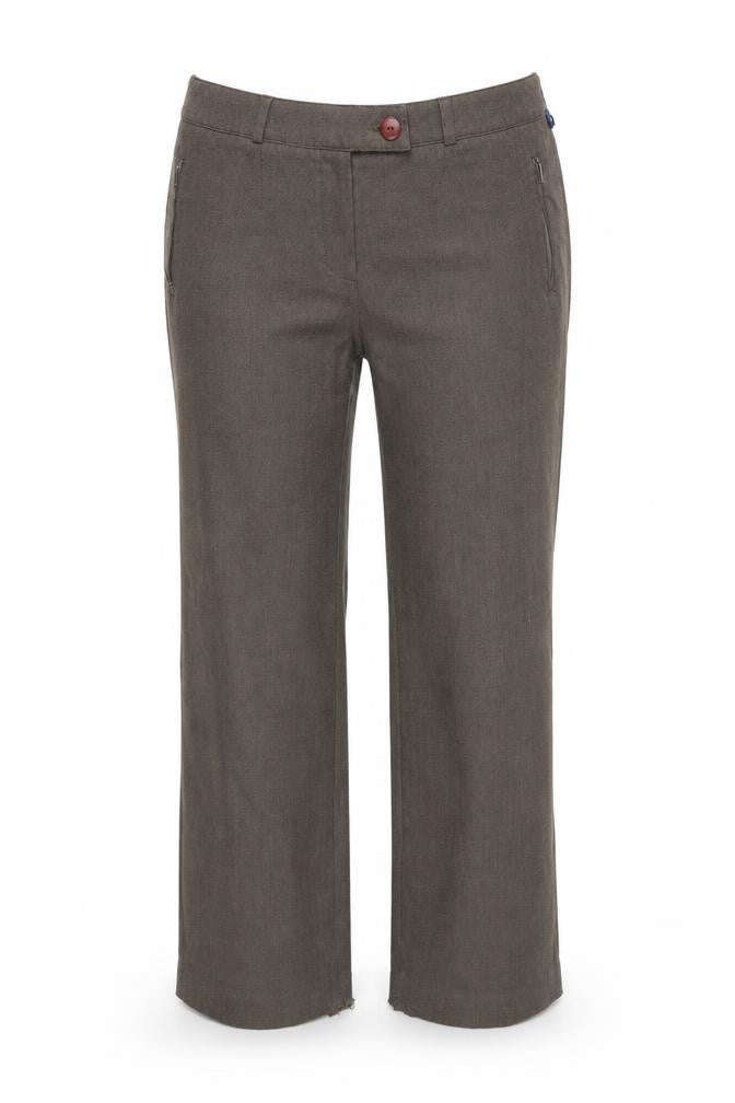 Front view of Robell women’s brown trousers, size UK 36, 27-inch leg