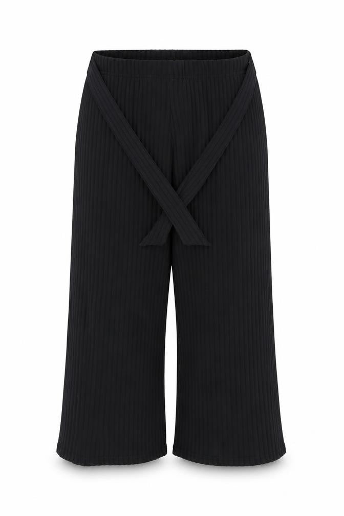 New Look Girls Black Striped  Capri Trousers Size 9 Months