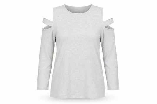 Front view of ASOS women’s grey basic t-shirt, size UK 12