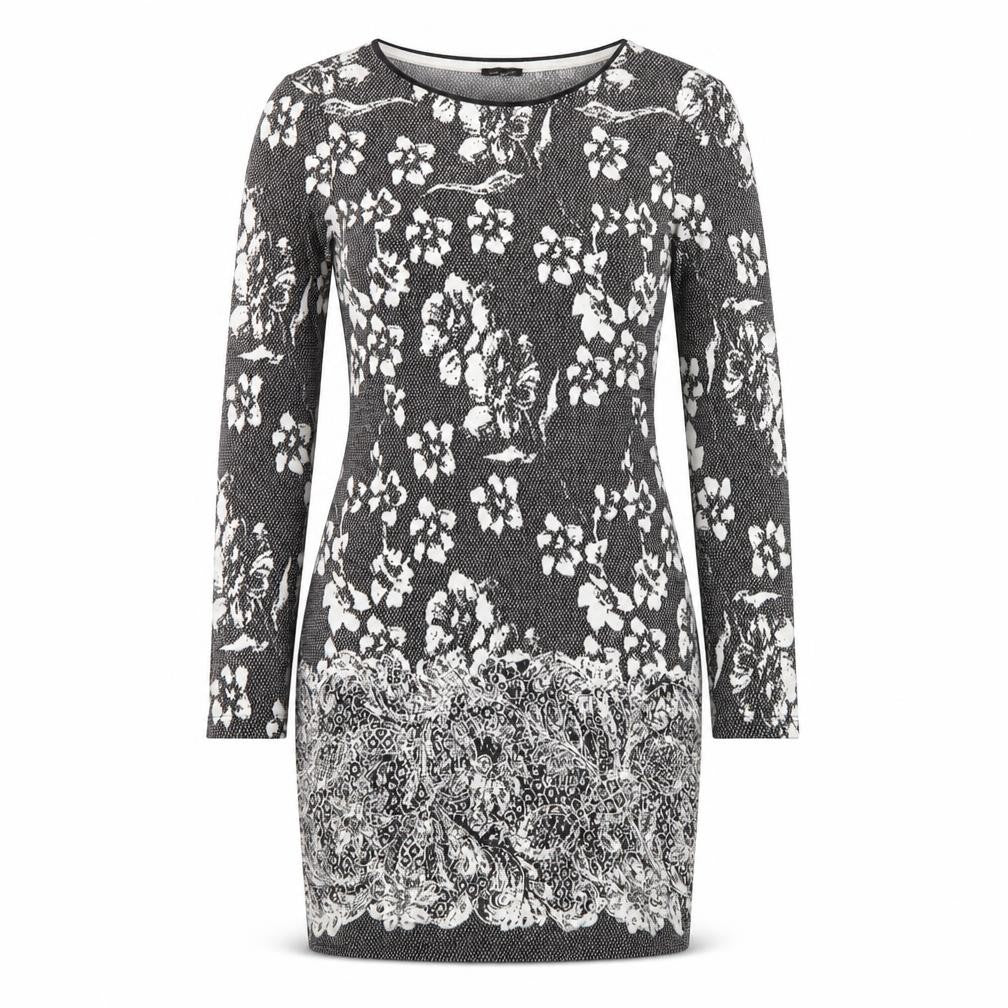 Front view of River Island women’s grey floral wrap dress, size UK 10