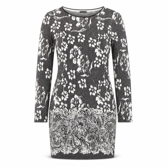 Front view of River Island women’s grey floral wrap dress, size UK 10