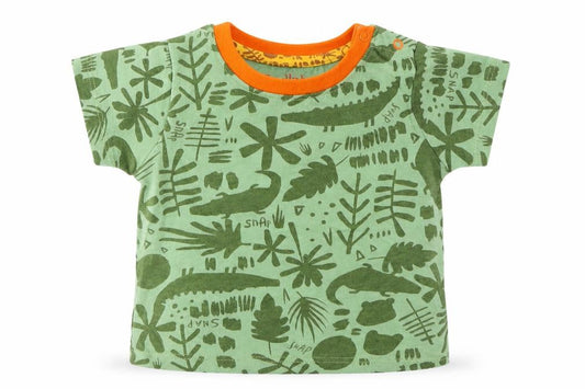 Front view of Baby Baby Green Floral Basic T-Shirt, size 0-3, Months