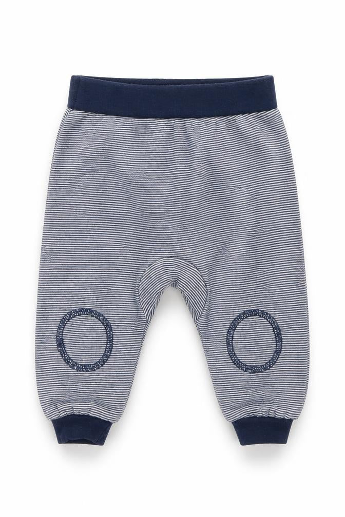 Front view of Primark Baby Blue Striped Jogger Trousers, size 3-6, Months