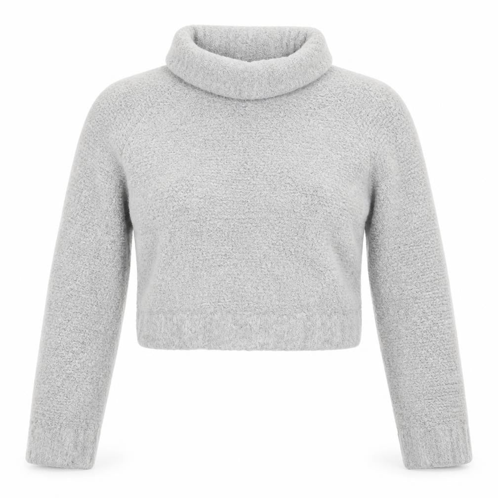 Front view of Boohoo women’s grey knit jumper, size S
