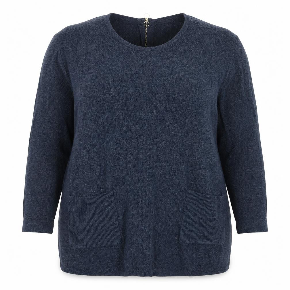 Front view of George women’s blue knit jumper, size UK 18