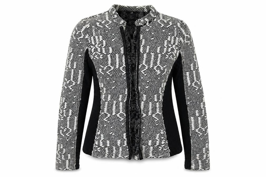 Front view of H&M women’s multicoloured geometric jacket blazer, size S